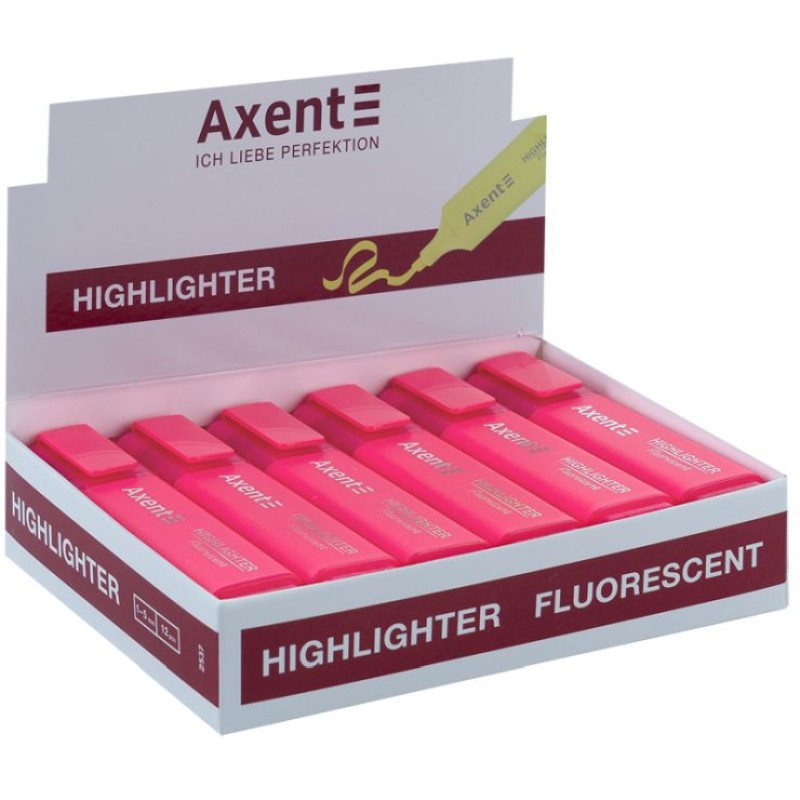 Маркер «Highlighter» 1-5 мм клиноподібний, рожевий, ТМ Axent