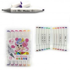 Набір скетч маркерів «Mouse», 12 кольорів, кругл/скош. наконечник, корпус трикутний, пластик