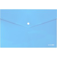 Папка - конверт на кнопці, А4, 180 мкм, прозора, фактура «глянець», блакитна, ТМ Economix