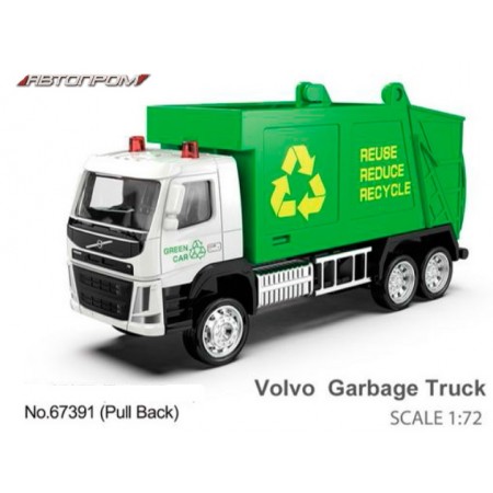 Машина метал АВТОПРОМ 1:72 Volvo Garbage Truck, рухомі елементи, кор.13,5*7*5см