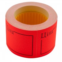 Етикетки - цінники, 50х40 мм, червоні, 50 шт., 6 метрів, зовнішня намотка, ТМ Buromax