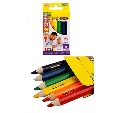 Кольорові олівці «JUMBO» mini, 6 кольорів, ТМ Zibi
