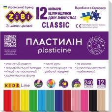 Пластилін «CLASSIC» на 12 кольорів, 240г, KIDS Line