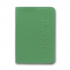 Обкладинка на паспорт, 100х135 мм, тиснення, заокруглені кути, зелена, екошкіра, ТМ Brisk