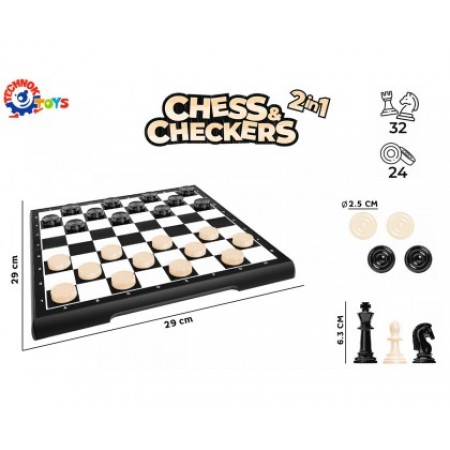 Набір з шашок 24 фігури та шахів 32 фігури у коробці 28х18х4 см, ТМ Технок