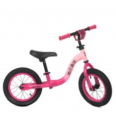 Велобіг «PROFI KIDS» з гумовими 12-дюймовими колесами на сталевій рамі, рожево-фіолетовий