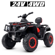 Квадроцикл р/к на акумуляторі 24V 7AH з 4 моторами 45W, музикою, світлом, колесами з EVA, шкіряним сидінням, червоний