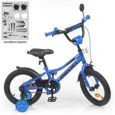 Велосипед «PROF1 Prime», дитячий, 14 д., ліхтар, дзвінок, дзеркало, дод.колеса, синій