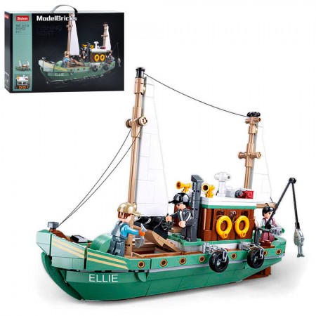 Конструктор «Рибальський човен» із 610 деталей та фігурки, у коробці 47,5х33х7 см, SLUBAN