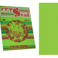 Папір кольоровий, А4, 100 аркушів, 80 г/м, неон зелений, CRYSTAL COLOR PAPER