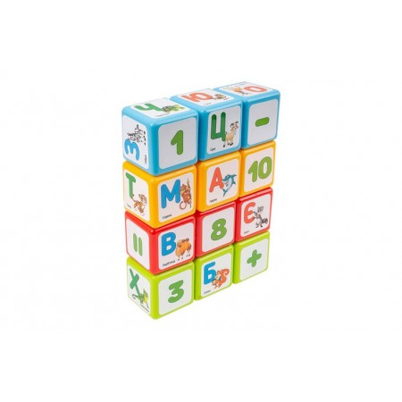 Кубики «Абетка + арифметика», 12 предметів, у пакеті 23х16,5х5,5 см, ТМ Технок