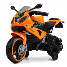 Мотоцикл, 2 мотори 25W, 2 акумулятори 6V 5AH, р/к, пульт, MP3, USB, світяться колеса, помаранчевий