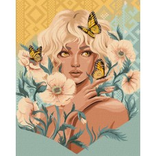 Набір для розпису по номерах «Дівчина з метеликами», 40х50 см, ТМ Ідейка