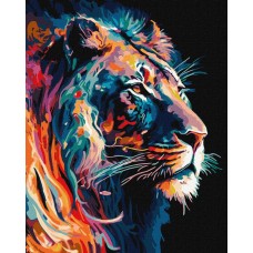 Набір для розпису по номерах «Граціозний лев» з фарбами металiк extra, 40х50 см, ТМ Ідейка