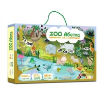 Гра навчальна «ZOO Абетка»: ігрове поле та 107 багаторазових наліпок, у коробці 30,5х21х4 см, ТМ Умняшка