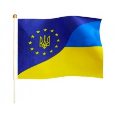 Прапорець «Україна-Євросоюз», з паличкою, 14х21см