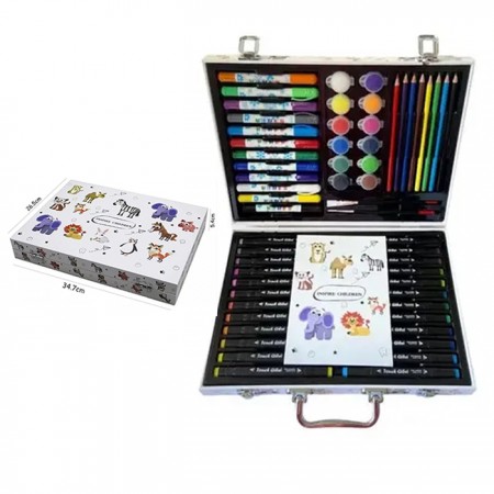 Набір художній дитячий, фломастери, олівці, фарби, маркери, пензлики, в чемодані 26,5х35 см