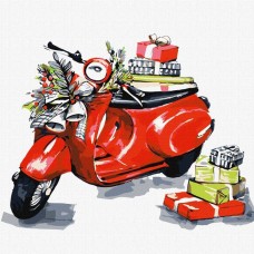 Набір для розпису по номерах «Різдвяний мотоцикл», 30х30 см, ТМ Ідейка