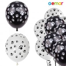 Кульки повітряні «Лапки», 31 см, чорно-білі, 100 шт в упаковці, Gemar