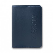 Обкладинка на паспорт 100х135 мм, англійською, заокруглені кути, темно-синя, екошкіра, ТМ Brisk
