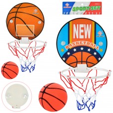 Баскетбольне кільце+ щит, пластик, сітка, м'яч, в асортименті, у пакеті 18х25х3 см