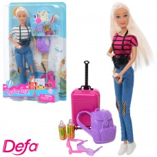 Лялька «DEFA» 30 см з валізою, рюкзаком та фотоапаратом, в асортименті, у слюді 20,5х32х6 см