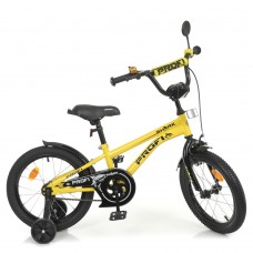 Велосипед «PROF1 Shark» з колесами 16 дюймів, з ліхтарем, дзвінком та багажником, жовто-чорний