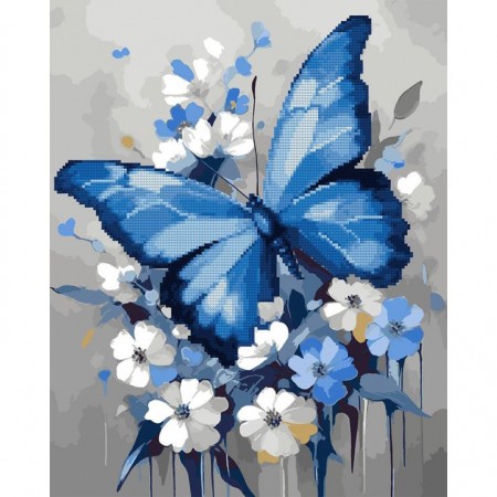 Картина за номерами із алмазною мозаїкою «Метелик на квітах» 40х50 см, SANTI