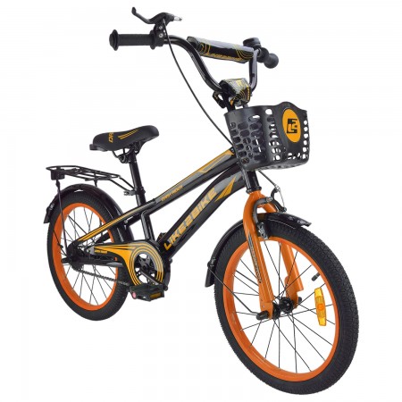 Велосипед «Like2bike Dark Rider» 2-колісний на сталевій рамі, колеса 18 дюймів, чорно-помаранчевий