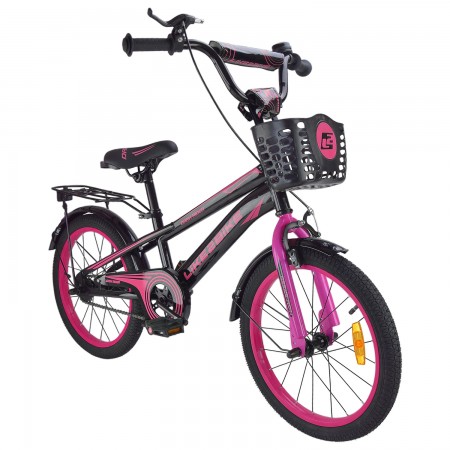 Велосипед «Like2bike Dark Rider» 2-колісний на сталевій рамі, колеса 18 дюймів, чорно-рожевий
