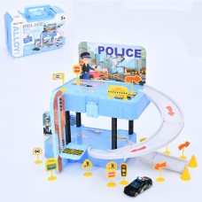 Гараж «Поліція» 2-поверховий 31 елемент, з металевю машиною, дорожніми знаками, наліпками, у валізі