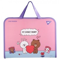 Папка-портфель «Line Friends. Choco and Cony» на блискавці А4 з тканинними ручками, ТМ Yes