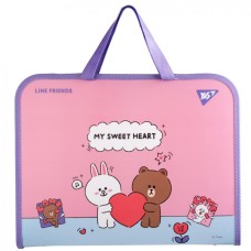 Папка портфель «Line Friends. Choco and Cony» на молнии А4 с тканевыми ручками, ТМ YES