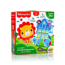 Гра-шнурівка «Fisher-Price. Кольорові будиночки» з тваринками на липучках, у коробці 18х18х5 см, ТМ Vladi Toys