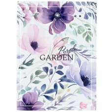 Канцелярская кнопка «Purple Garden» А4 на 96 листов в клетку с ламинированной обложкой, ТМ Axent