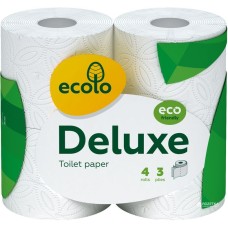 Туалетний папір «Ecolo» 4 рулони, намотка 17,25 м, білий, ТМ Рута