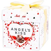Цукерки «Любімов. Angel Kiss» мигдаль у білому шоколаді з рисовими кульками та кокосом, 140 г у коробці, ТМ Міленіум