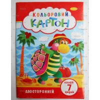 Картон цветной А4 из 7 листов на 7 цветов, двусторонний 230 г/м2, ТМ Апельсин