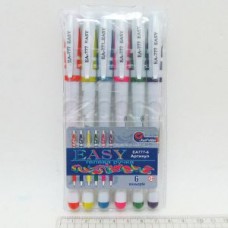 Набір гелевих ручок, 6 кольорів, білий корпус, J. Otten