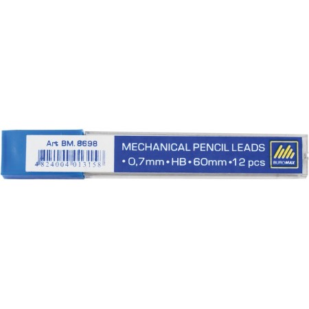 Стрижні для механічних олівців, графітні, HB, 0.7 мм, 12 штук, ТМ Buromax