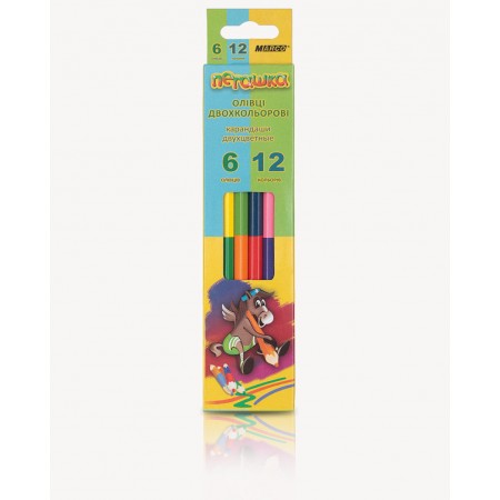 Олівці «Пегашка» двосторонні 6 штук, 12 кольорів, ТМ Marco