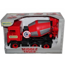Бетонозмішувач «Middle truck» червоний, інерція, 27х44х19 см, у коробці, ТМ Тигрес