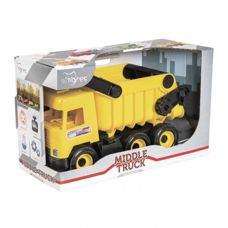 Самоскид «Middle truck» жовтий, інерція, у коробці 27х44х19 см, ТМ Тигрес