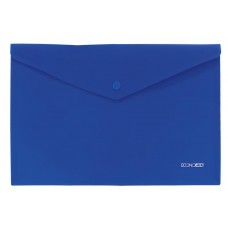 Папка - конверт на кнопці, А4, 180 мкм., прозора, синя, ТМ Economix