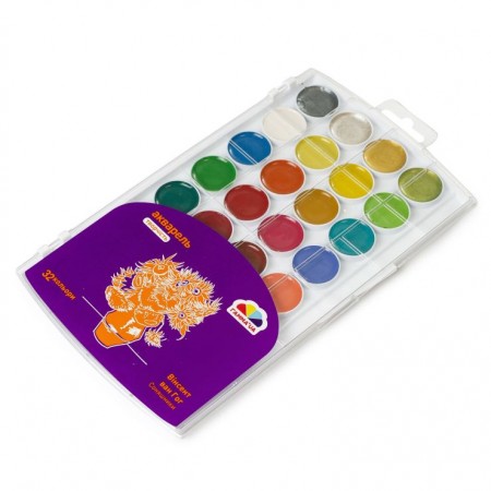 Фарби акварельні «Творчість», 28 + 4 кольори, перламутрові, без пензля, пластик, ТМ Гамма-Н
