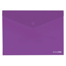 Папка - конверт на кнопці, А4, 180 мкм, прозора, фактура «омаранч», фіолетова, ТМ Economix