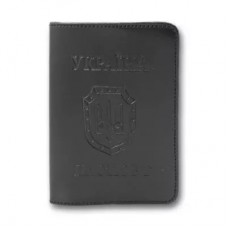 Обкладинка на паспорт, 100х135 мм, тиснення, заокруглені кути, чорна, екошкіра, ТМ Brisk