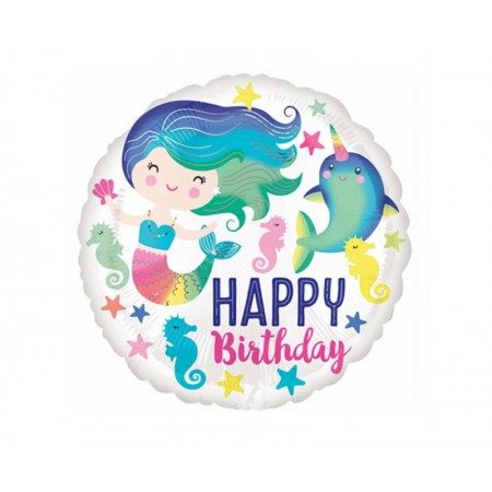 Кульки фольговані «Happy Birthday», 46 см, 10 штук в упаковці, ТМ Leader