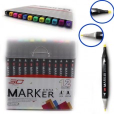 Набір скетч маркерів «SC Professional», 12 кольорів, скошені, круглий наконечник, 1х1х14,5 см